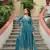 blue chinon embroidered anarkali sharara set