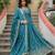 Blue chinon embroidered designer anarkali sharara set