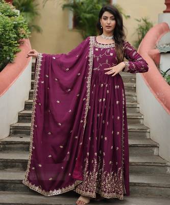 designer wine chinon sharara anarkali set 2