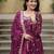 Wine chinon embroidered designer anarkali sharara set
