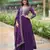designer purple faux blooming anarkali with dupatta