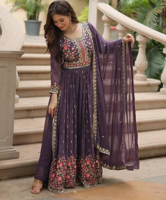 onion georgette embroidered anarkali suit 2