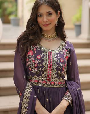 onion georgette embroidered anarkali suit 3