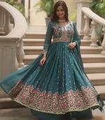 rama faux georgette kurta set with embroidered detail