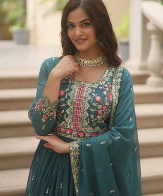 rama faux georgette kurta set with embroidered detail 3