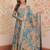 designer sky blue russian silk anarkali set