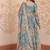 designer sky blue russian silk anarkali set
