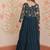 designer teal a-line faux blooming anarkali gown