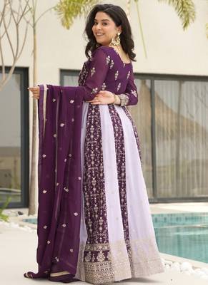 purple faux blooming embroidered anarkali set 4