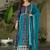 designer blue faux a-line anarkali set
