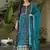 designer blue faux a-line anarkali set