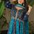 designer blue faux a-line anarkali set