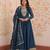 designer teal star georgette a-line anarkali