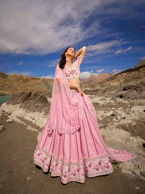 Light Pink Georgette Embroidered Lehenga Set 3