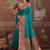 Peacock green tussar silk handloom weaving temple border saree