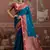 Peacock blue tussar silk handloom weaving temple border saree