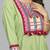  green pure cotton three quarter sleeves long kurta