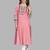  pink pure cotton three quarter sleeves long kurta