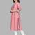  pink pure cotton three quarter sleeves long kurta