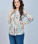  sea green viscose three quarter sleeves short kurti