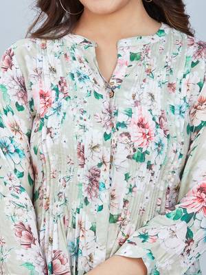  sea green viscose three quarter sleeves short kurti 4
