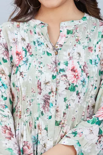  sea green viscose three quarter sleeves short kurti