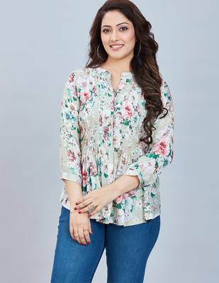  sea green viscose three quarter sleeves short kurti 5