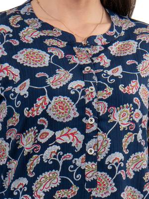  navy blue viscose three quarter sleeves short kurti 5