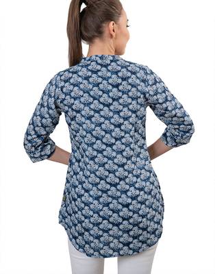  blue viscose three quarter sleeves short kurti 2