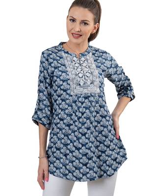  blue viscose three quarter sleeves short kurti 3