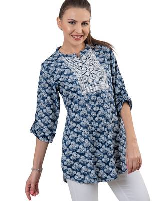  blue viscose three quarter sleeves short kurti 5