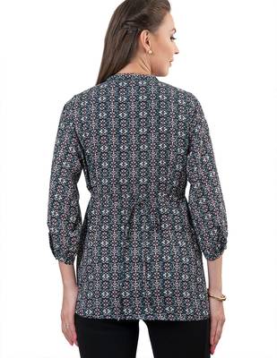  black polyester three quarter sleeves short kurti 2