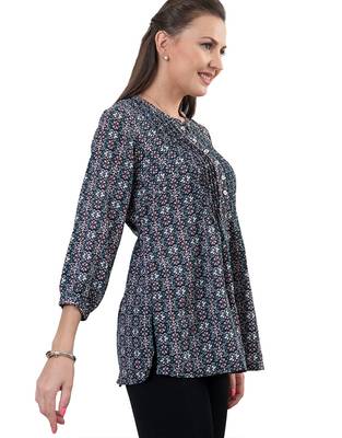  black polyester three quarter sleeves short kurti 3
