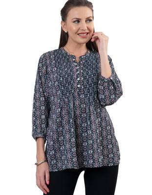  black polyester three quarter sleeves short kurti 4