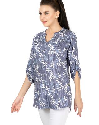  blue viscose three quarter sleeves short kurti 1