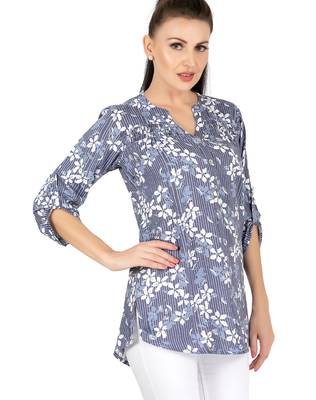  blue viscose three quarter sleeves short kurti 2