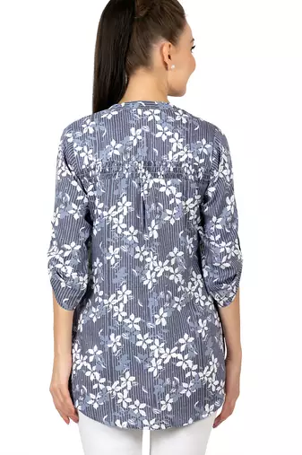  blue viscose three quarter sleeves short kurti