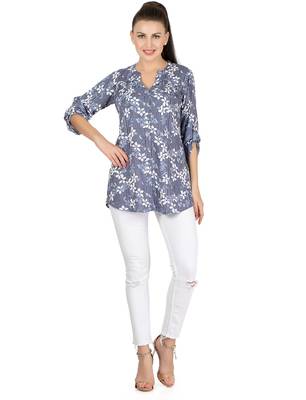 blue viscose three quarter sleeves short kurti 4