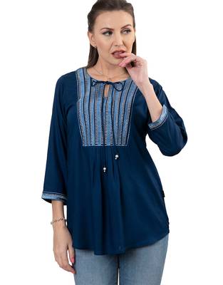  navy blue viscose three quarter sleeves short kurti 3