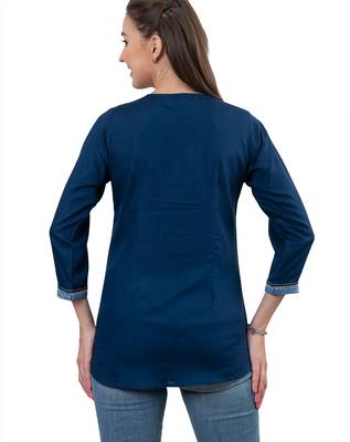  navy blue viscose three quarter sleeves short kurti 4