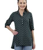  green viscose three quarter sleeves short kurti