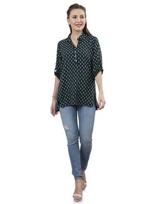  green viscose three quarter sleeves short kurti 4