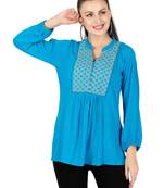  blue viscose long sleeves short kurti