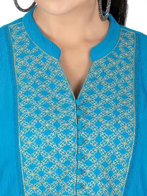  blue viscose long sleeves short kurti 3