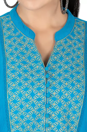  blue viscose long sleeves short kurti
