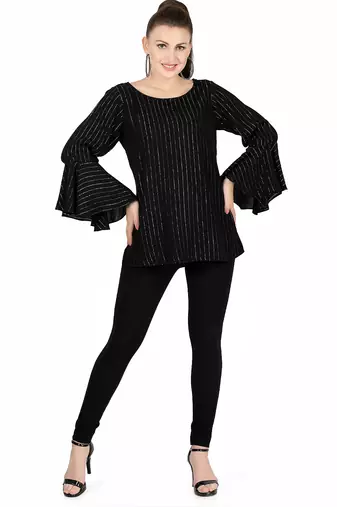  black viscose long sleeves short kurti