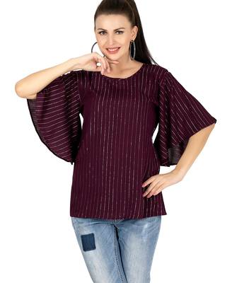  maroon viscose three quarter sleeves short kurti 1