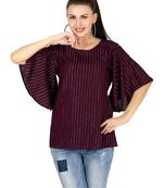  maroon viscose three quarter sleeves short kurti