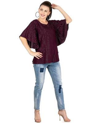 maroon viscose three quarter sleeves short kurti 2