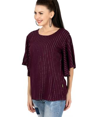  maroon viscose three quarter sleeves short kurti 3
